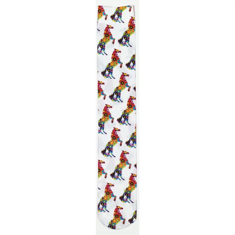 Ovation Ladies Zocks Boot Socks-Flower Power Horses 1