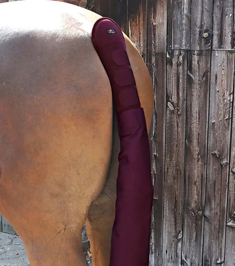 Padded Horse Tail Guard With Tail Bag Burgundy 1