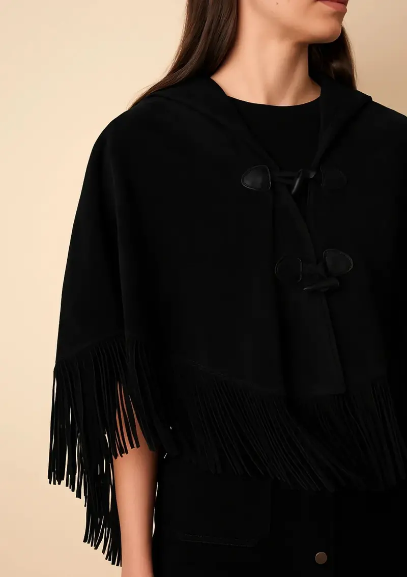 Pampa Suede Poncho | Suede Leather | Black 1
