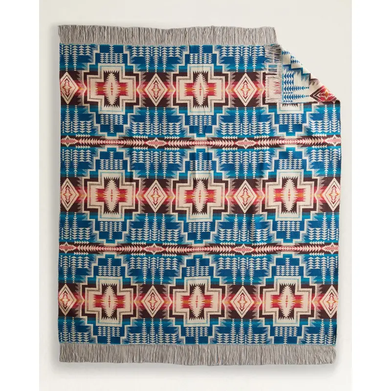 Pendleton Royal Blue Harding Star Fringed Throw 1