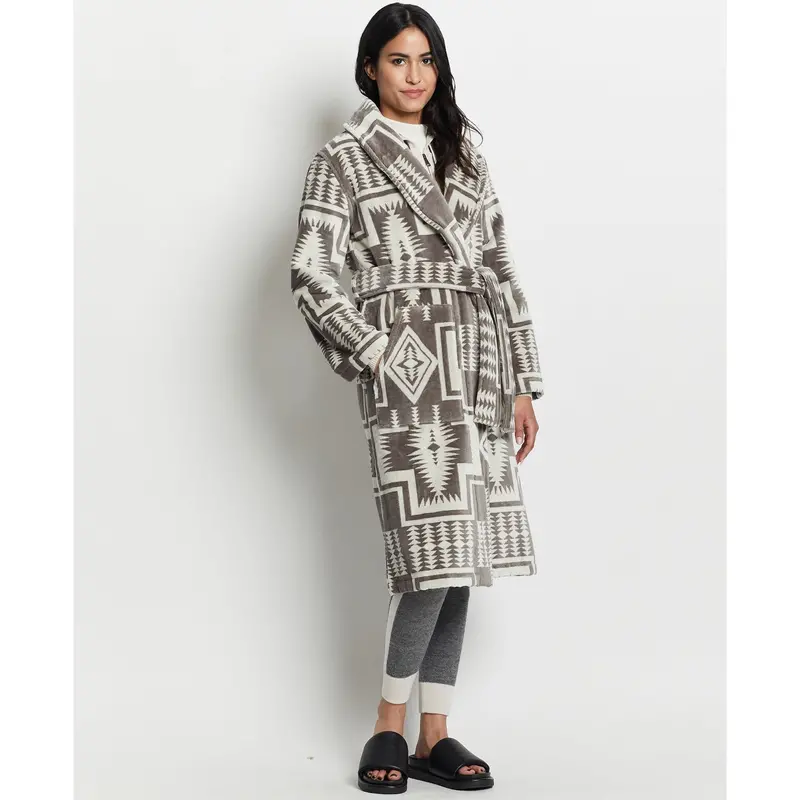 Pendleton Women's Harding Grey Cotton Terry Velour Robe 1