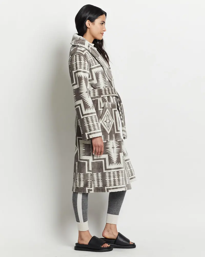 Pendleton Women's Harding Grey Cotton Terry Velour Robe 2