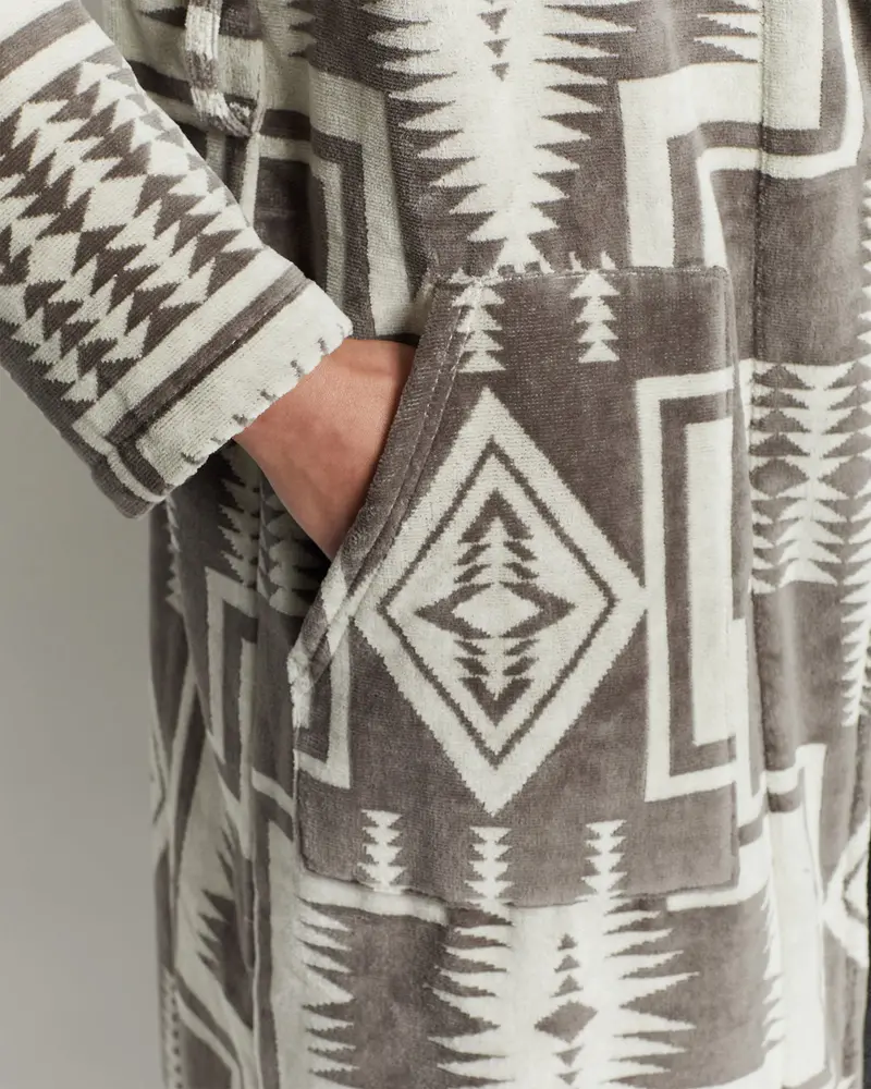 Pendleton Women's Harding Grey Cotton Terry Velour Robe 4