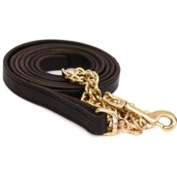 Perri's Leather 3/4" Lead With Brass Plaited Chain 1