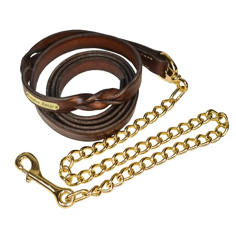 Perri's Twisted Leather Lead With Nameplate 1