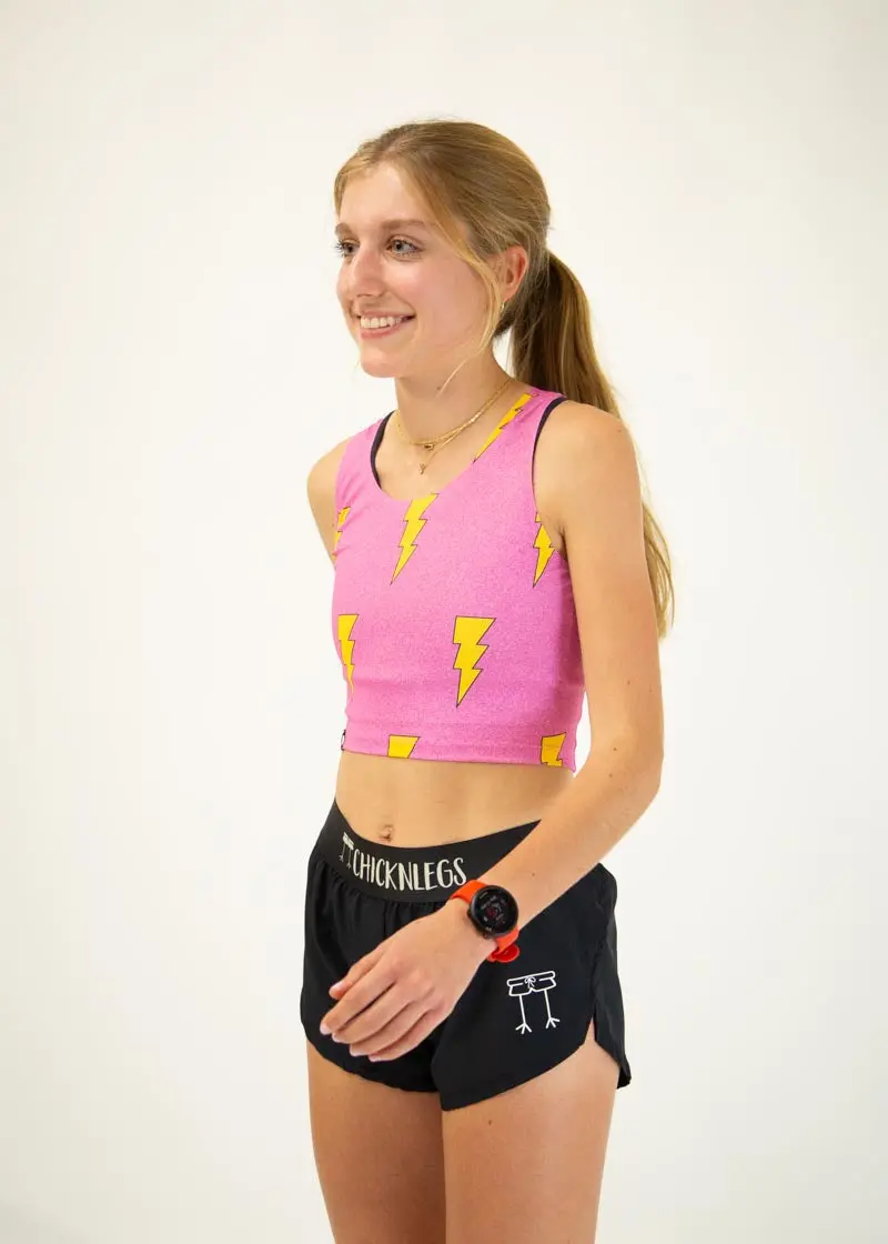 Pink Bolts Pwr Crop Top 2