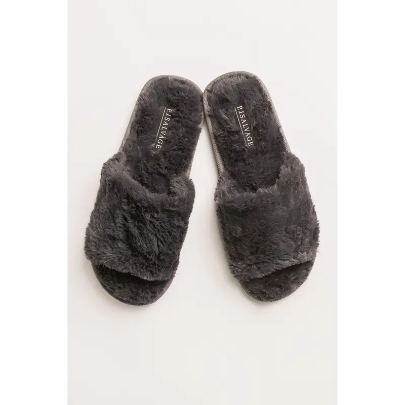 Pj Salvage Charcoal Luxe Plush Slippers 1