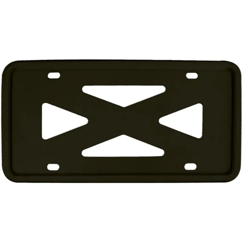Plain 4-Hole Wide Rail Silicone License Plate Frame (Black) 1