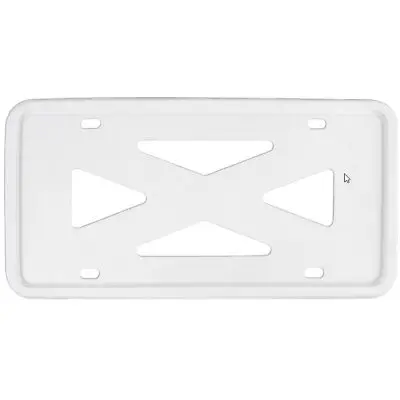 Plain 4-Hole Wide Rail Silicone License Plate Frame (White) 1