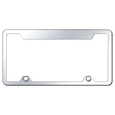 Plain Laser Etched Stainless Steel Truck Cut-Out License Plate Frame (Chrome) 1
