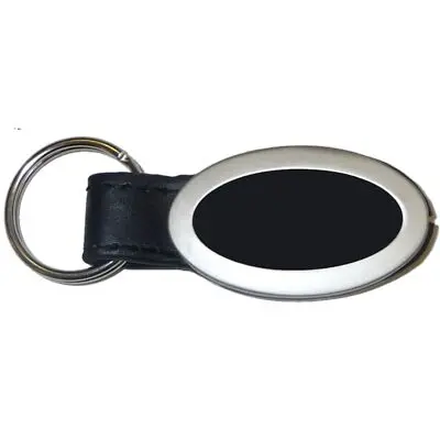 Plain Oval Leather Key Chain (Black) 1