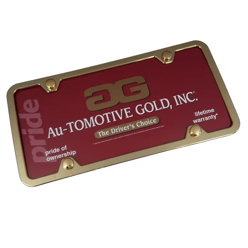 Plain Slim License Plate Frame With 4 Holes Gold(Gold) 1