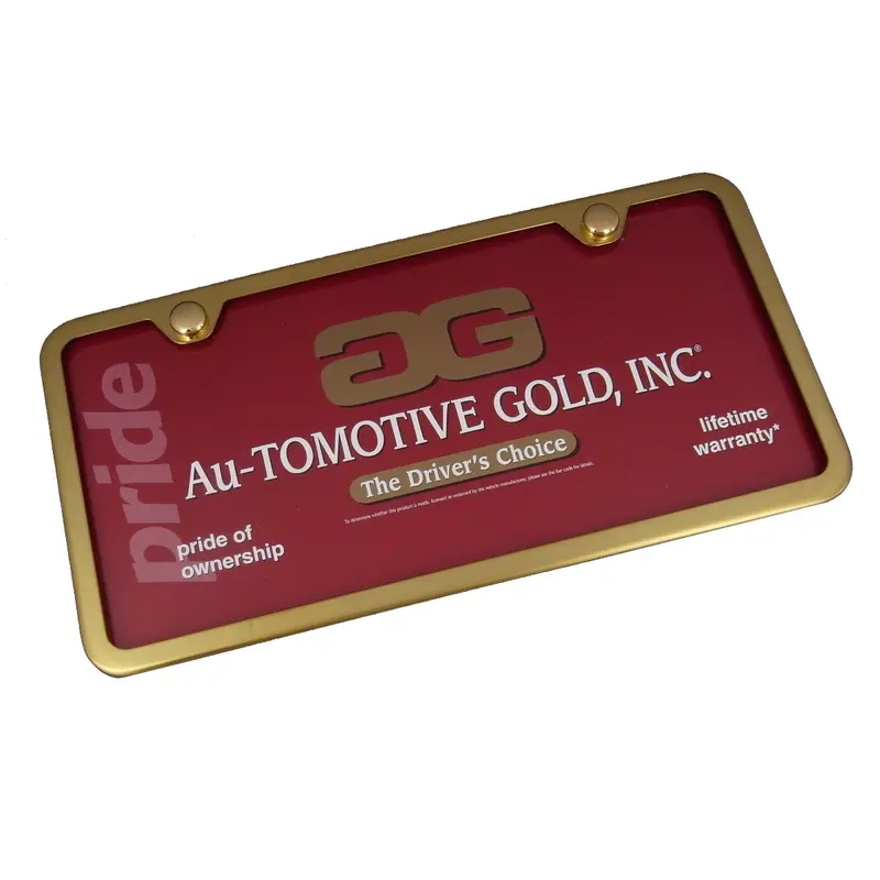 Plain Slimline License Plate Frame With 2 Holes (Gold) 1