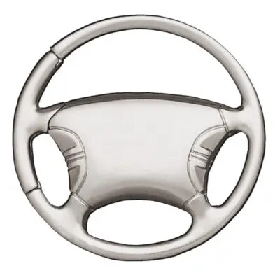 Plain Steering Wheel Key Chain (Silver) 1