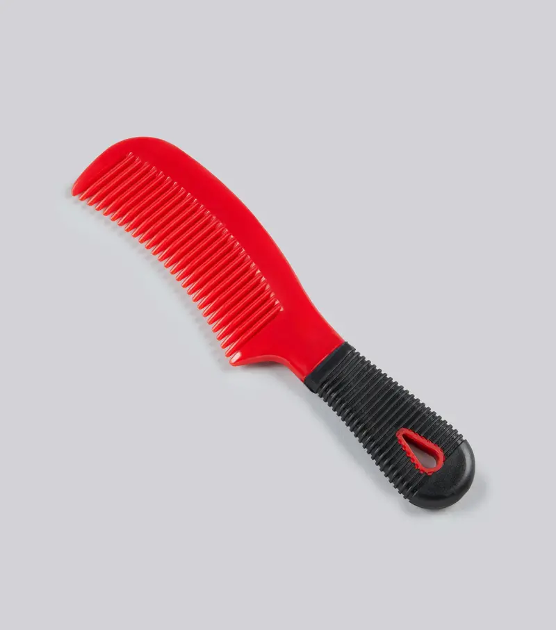 Plastic Mane Comb With Handle - Large Black & Red 1
