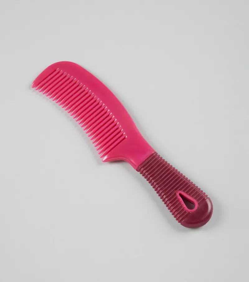 Plastic Mane Comb With Handle - Large Wine & Fuchsia 1