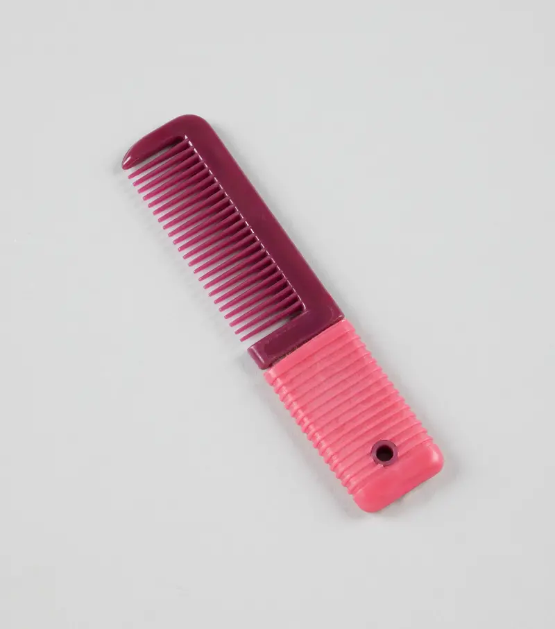Plastic Mane Comb With Handle - Small Wine & Fuchsia 1