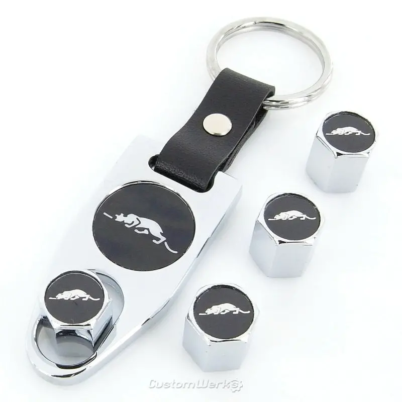 Plymouth Prowler Logo Tire Stem Valve Caps Wrench Gift Set (Chrome) 1