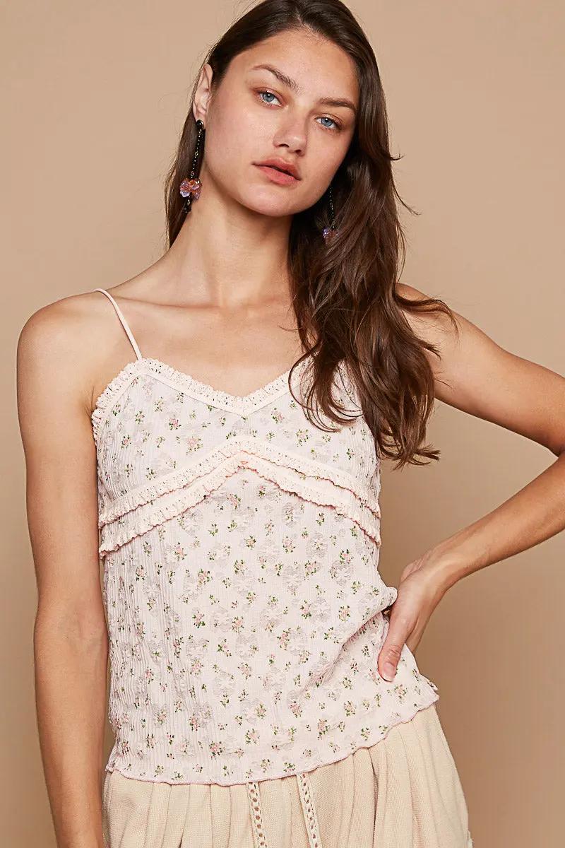 Pol Women's Blush Floral Knit Halter Crop Top 1