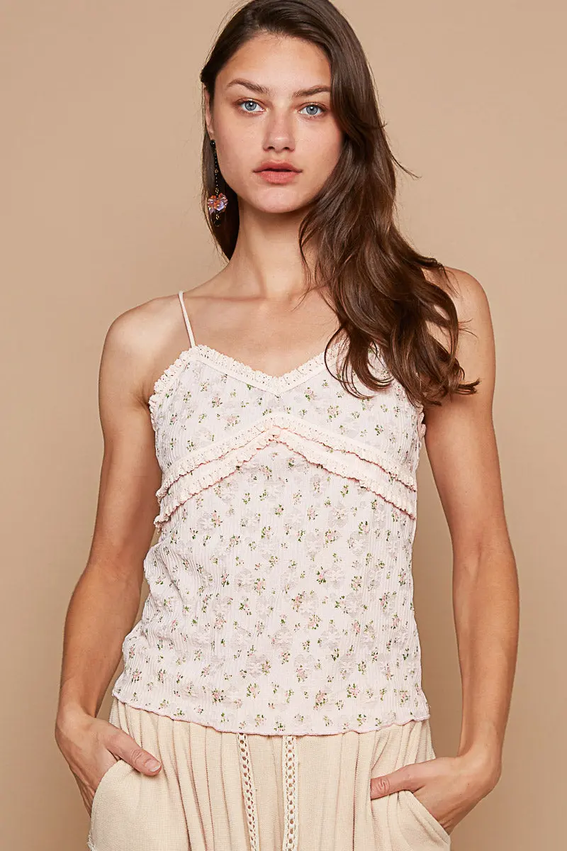 Pol Women's Blush Floral Knit Halter Crop Top 1