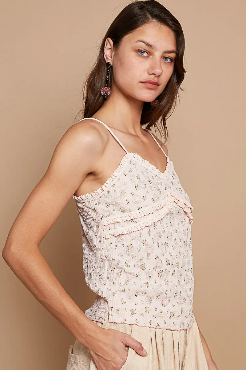 Pol Women's Blush Floral Knit Halter Crop Top 3
