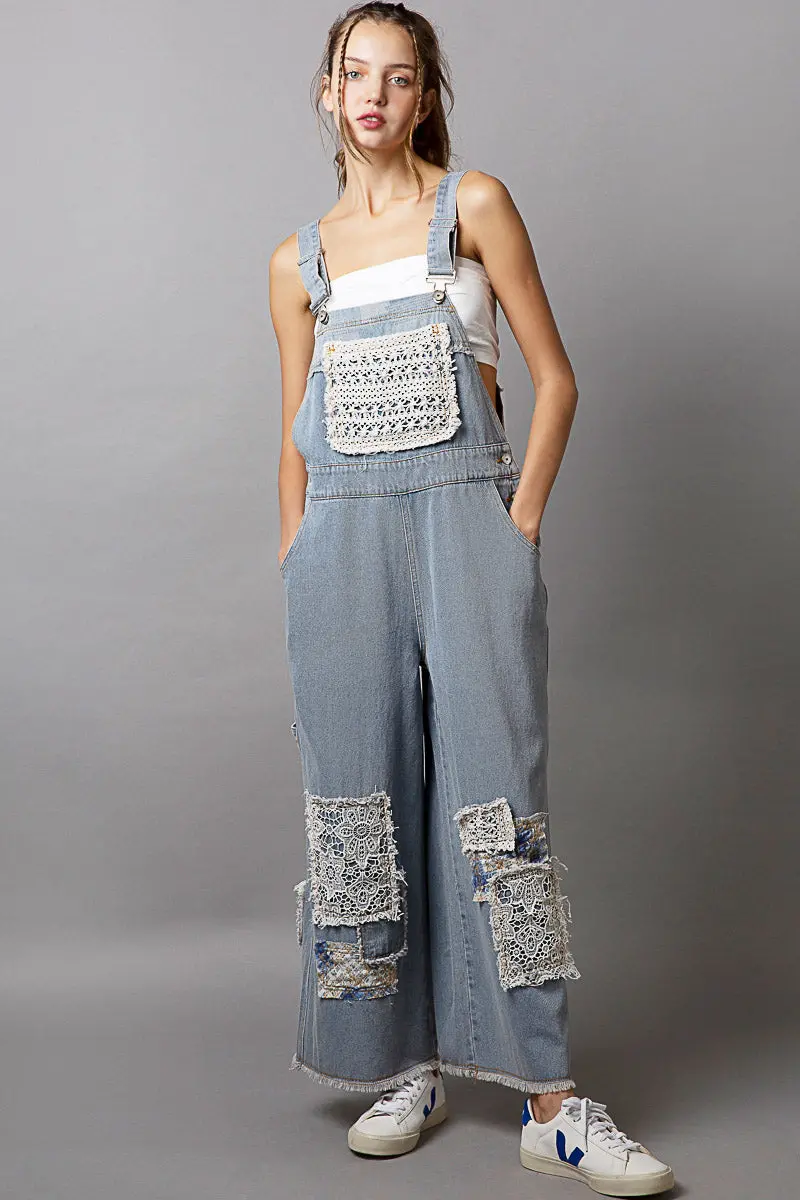 Pol Women's Denim Relaxed Fit Overalls 3