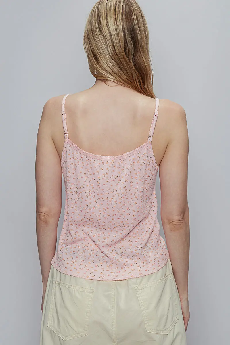Pol Women's Rose Pink Floral Print Sleeveless Top 2