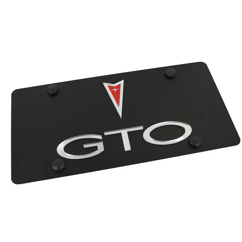 Pontiac Dual Logo Gto License Plate (Black) 1