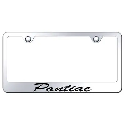 Pontiac Laser Etched Script Stainless Steel License Plate Frame (Chrome) 1