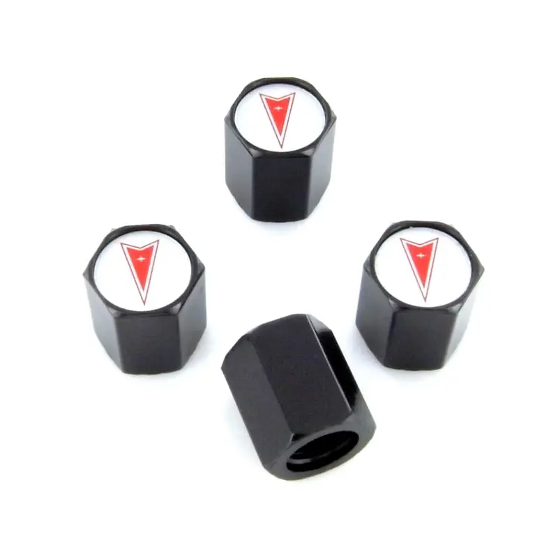 Pontiac Logo Black Tire Stem Valve Caps 1