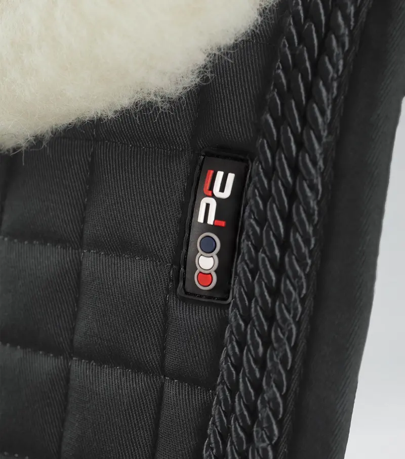 Pony Close Contact Merino Wool Half Lined European Dressage Square Black/Natural Wool 2
