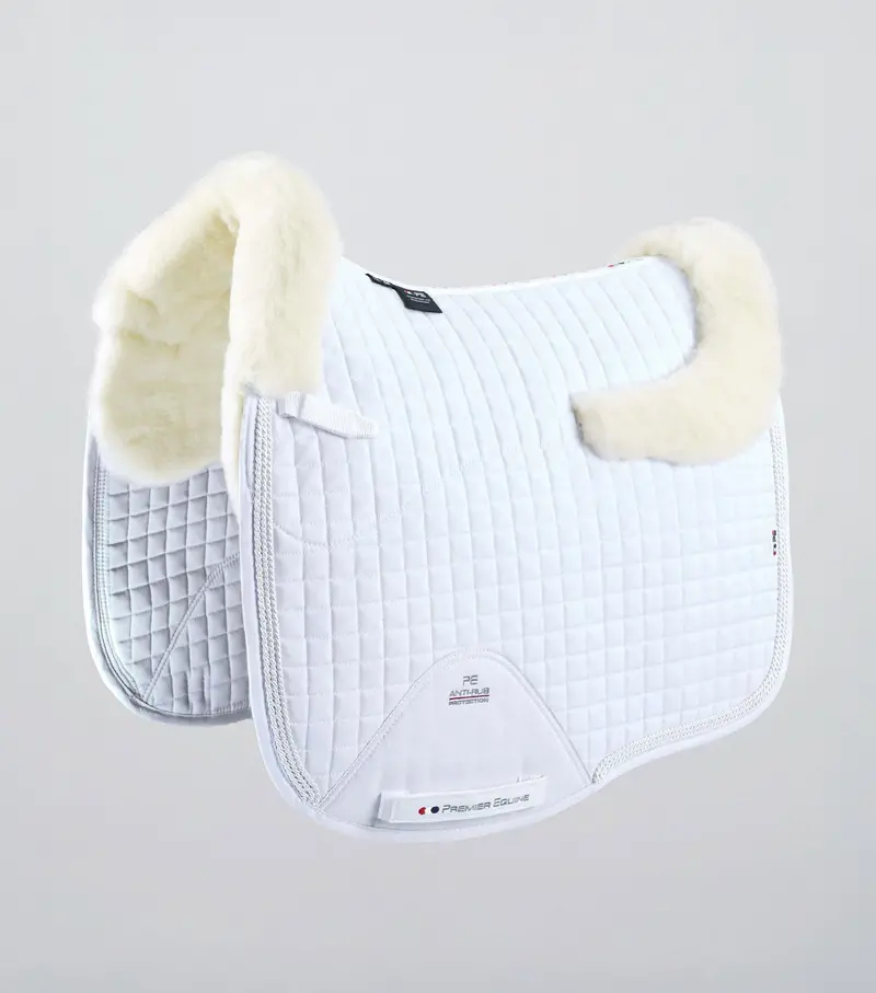 Pony Close Contact Merino Wool Half Lined European Dressage Square White/Natural Wool 1