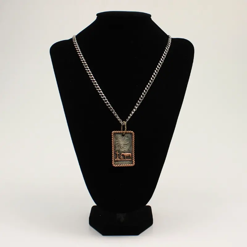 Praying Cowboy Dog Tag Necklace 1