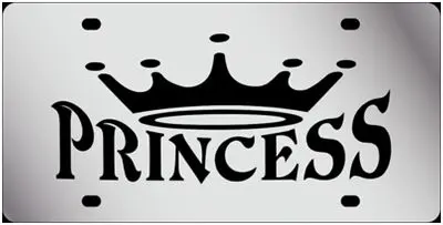 Princess With Crown Stainless Steel License Plate (Chrome) 1