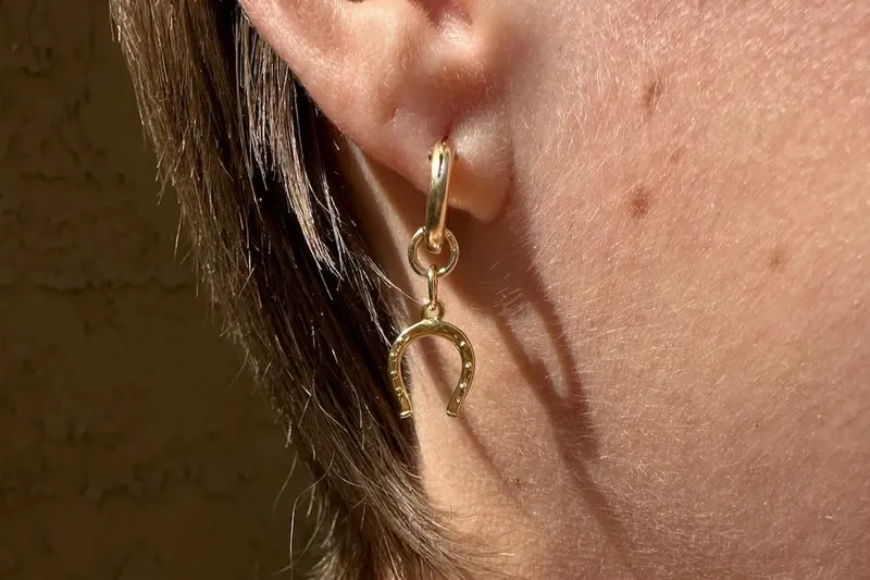 Rachel Nathan Horseshoe Huggie Earrings 1