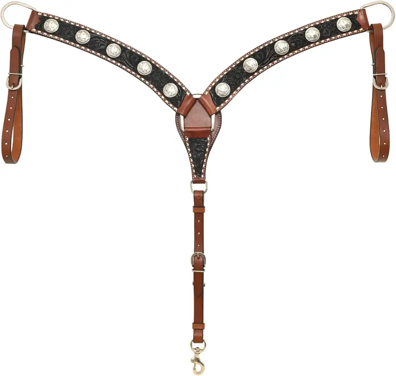 Rafter T Ranch Black Buckstitched Buffalo Nickel Breast Collar 1
