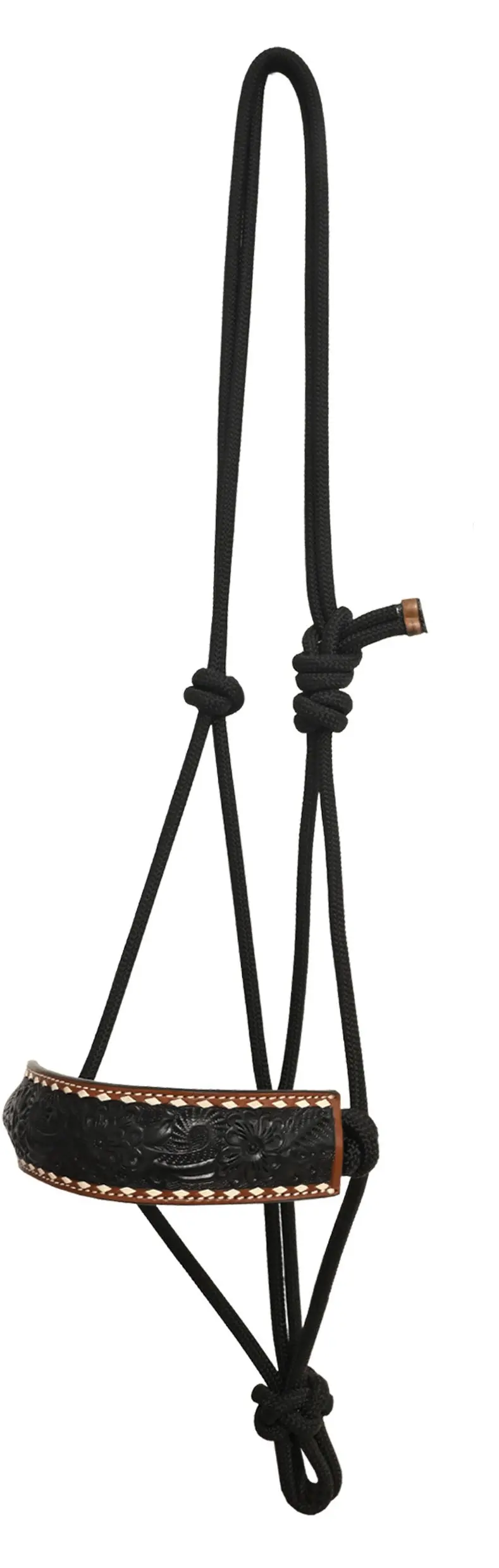 Rafter T Ranch Black Buckstitched Rope Halter 1