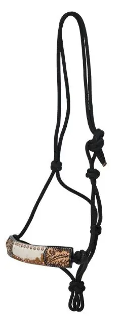Rafter T Ranch Hair On With Floral Spots Rope Halter 1
