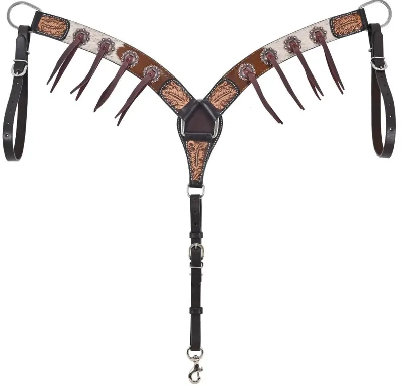Rafter T Ranch Hair On With Slotted Berry Concho Breast Collar 1
