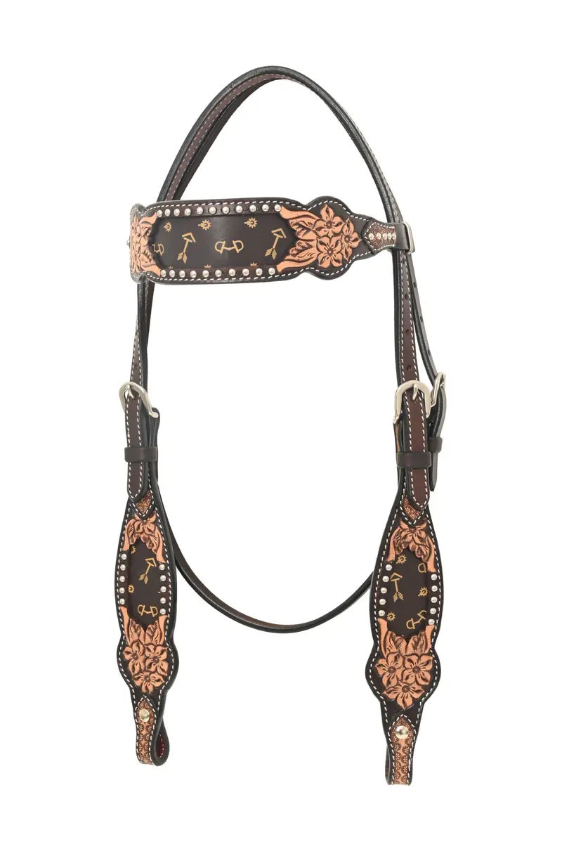 Rafter T Ranch Signature Tan Arrows Collection Browband Headstall 1
