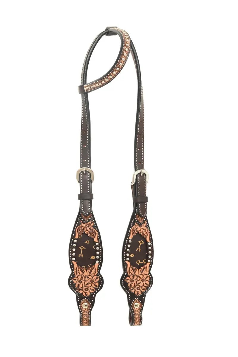 Rafter T Ranch Signature Tan Arrows Collection One Ear Headstall 1