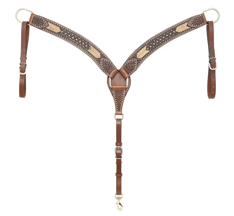 Rafter T Ranch Turquoise And Rawhide Collection Breast Collar 1