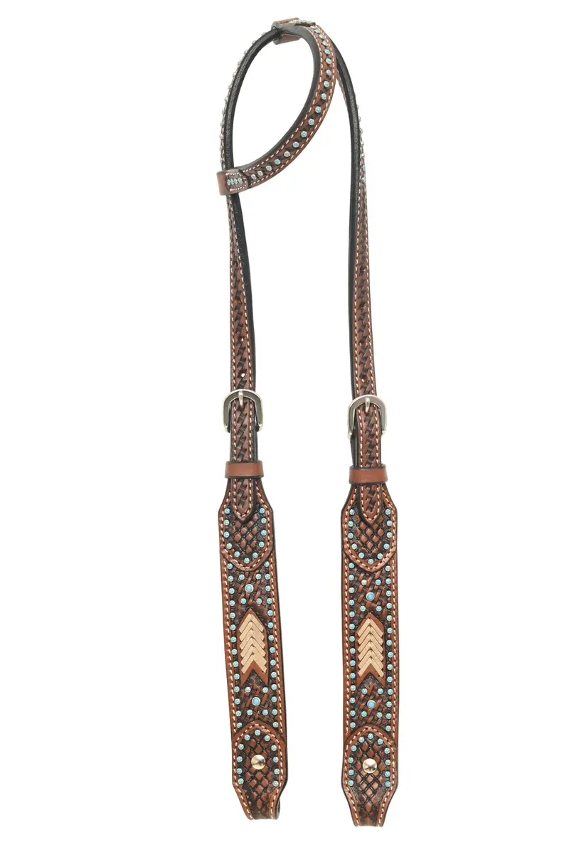 Rafter T Ranch Turquoise And Rawhide Collection One Ear Headstall 1