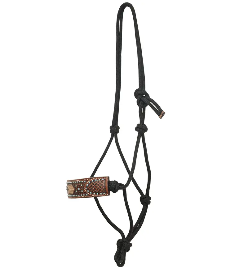 Rafter T Ranch Turquoise And Rawhide Collection Rope Halter 1