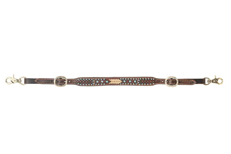 Rafter T Ranch Turquoise And Rawhide Collection Wither Strap 1