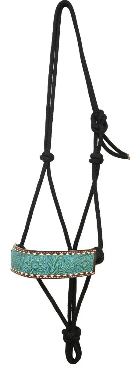 Rafter T Ranch Turquoise Buckstitched Rope Halter 1