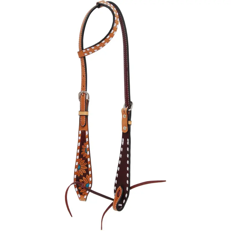 Rafter T Ranch Turquoise Sunflower Single Ear Headstall 1