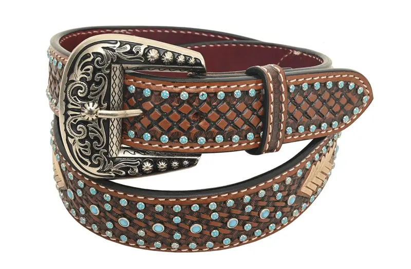 Rafter T Ranch Women's Turquoise And Rawhide Belt 1