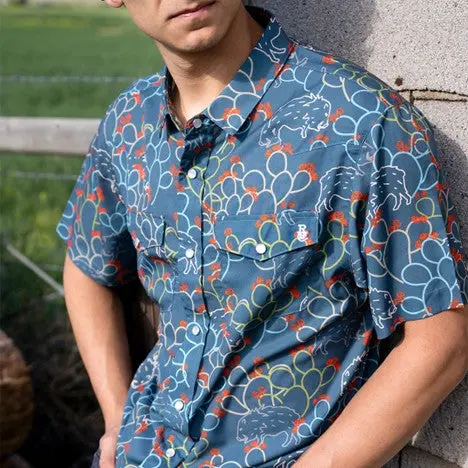 Raised By Coyotes Men's Forest Green Javelina Paradise Peal Snap Short Sleeve Shirt 1