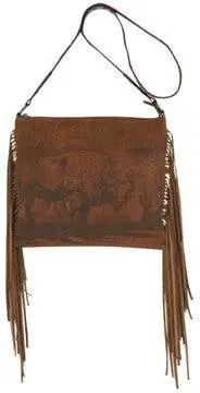 Red Dirt Hat Co Bison With Fringe Crossbody Bag 1